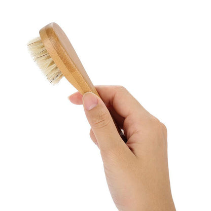 Customize Logp-Bamboo Handle boar bristle brush face brush Massage skin face wash brush makeup tool