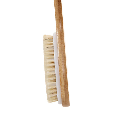 Engrave logo-Wood handle body brush dry brush bath brush wave handle boar bristle brush