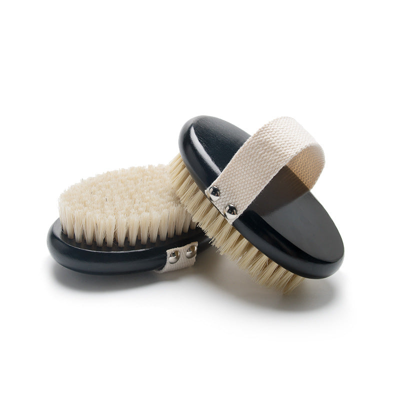 Engrave logo-Black color handle sisal/boar bristle body brush bath brush wholesale