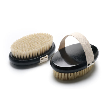 Engrave logo-Black color handle sisal/boar bristle body brush bath brush wholesale