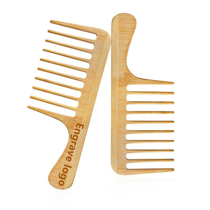 Engrave Logo-New kind Afro big Bamboo Comb Wide Tooth Comb With Handle For Hair/Beard Makeup