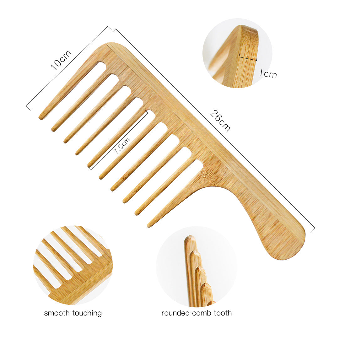 Engrave Logo-New kind Afro big Bamboo Comb Wide Tooth Comb With Handle For Hair/Beard Makeup