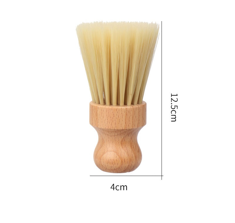 Customized LOGO-Barber Brush for Cleaning Hairs WoodHandle with Soft Fiber For Barbershop Neck Brush