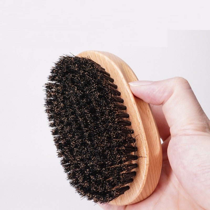 Engrave your logo-Beech wood beard care brush boar bristle brushes for men beard grooming beard comb