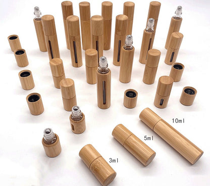 Customize Logo-Handmade bamboo bottle perfume bottle roller bottle glass bottle