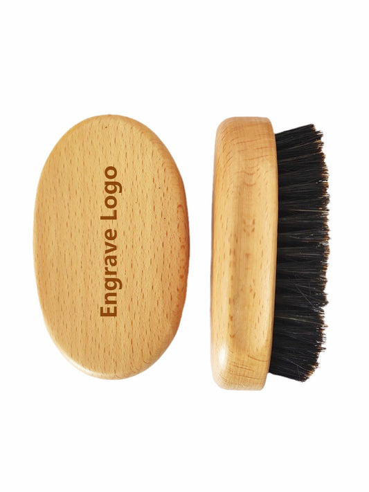 Engrave your logo-Beech wood beard care brush boar bristle brushes for men beard grooming beard comb