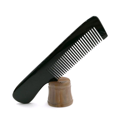 Customize Logo-Handmade natural Fine Tooth black ox horn comb hair care grooming makeup