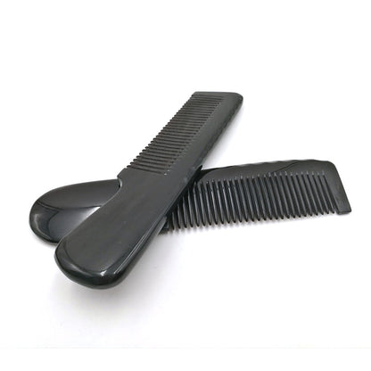 Customize Logo-Handmade natural Fine Tooth black ox horn comb hair care grooming makeup