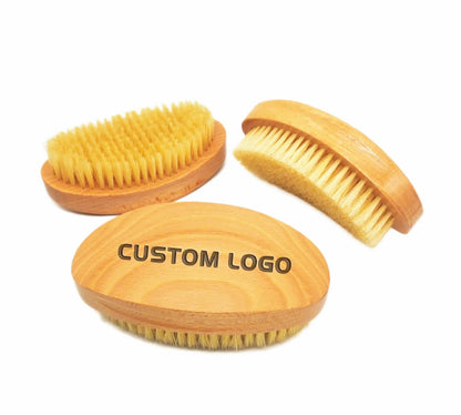 Customize Logo-360 wave Palm Brush Curved Wave Brush With Soft White Boar Bristles Hair Brush