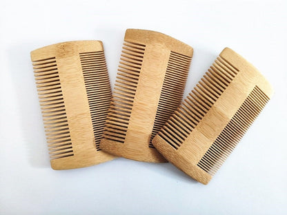 Customize Logo-New Kind Bamboo Wood Comb Two Sides Tooth Beard Care Comb Pocket Size Hair Brush