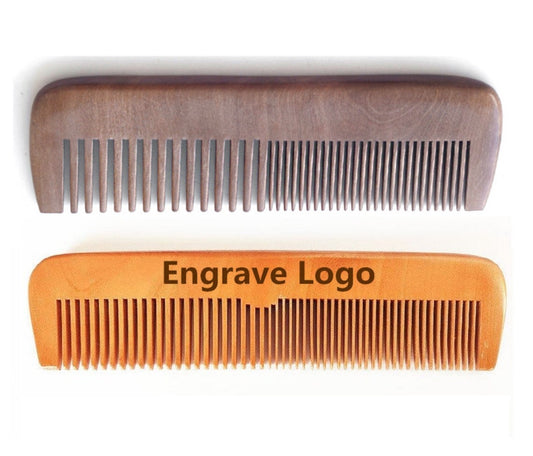 Customize Logo-New Kind Peach/Sandal Wood Comb Two Kinds Tooth Beard Care Comb Hair Brush