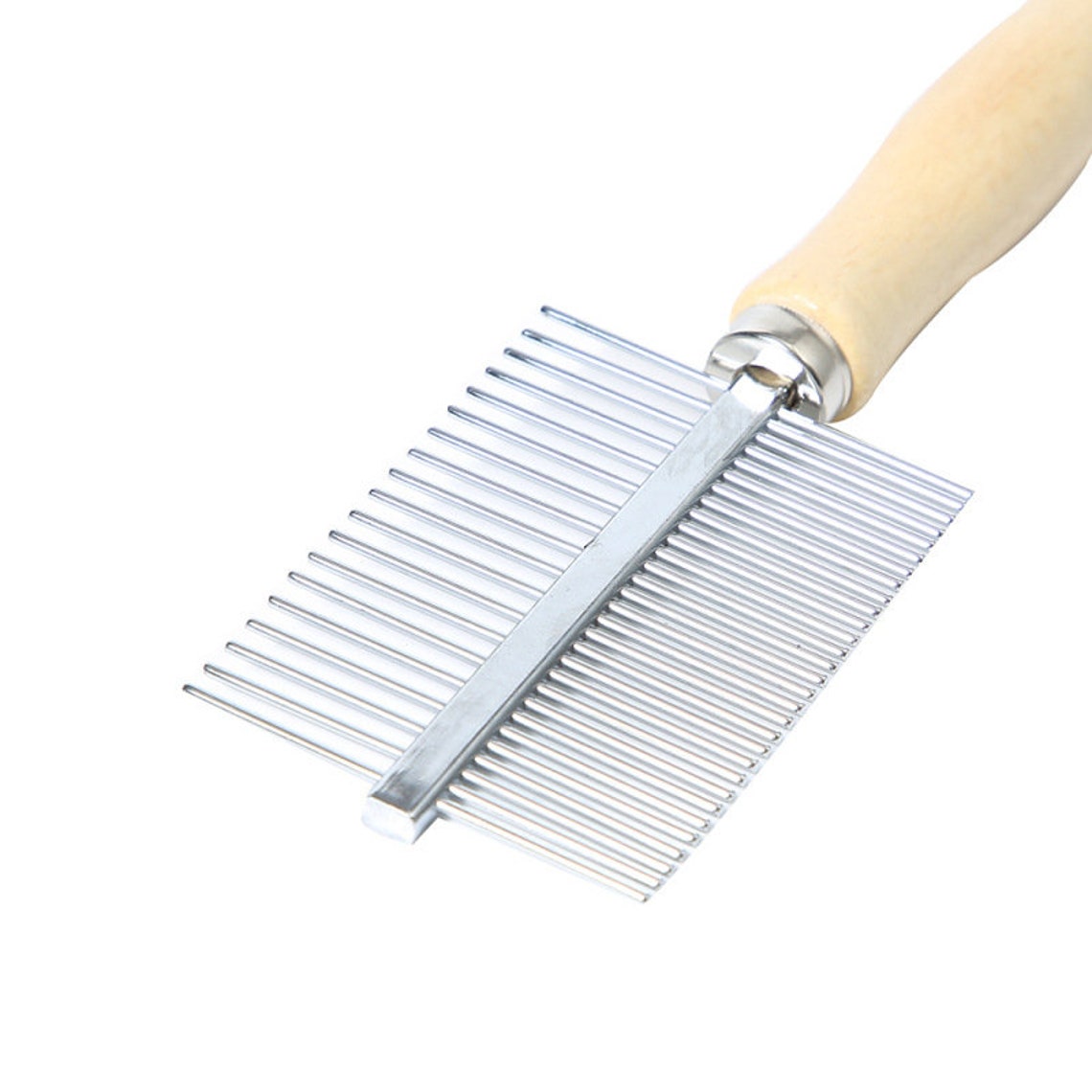 Engrave Logo-Pet Comb Wooden two sides tooth Handle steel tooth comb for dog and cat care brush