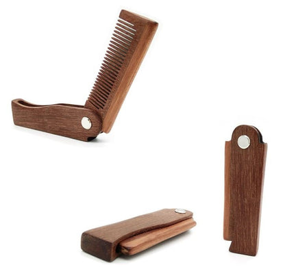 Customize Logo-Redsandalwood Comb Folding Pocket Size Comb Beard Care comb hair brush beard brush