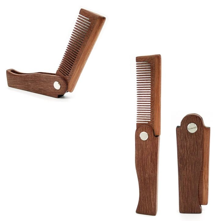 Customize Logo-Redsandalwood Comb Folding Pocket Size Comb Beard Care comb hair brush beard brush