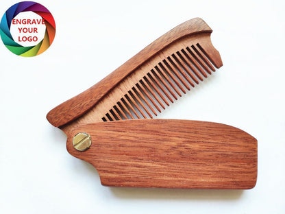 Your LOGO Customized Foldable Makeup Combs Amoora Wood Comb Men Grooming Barber Gifts