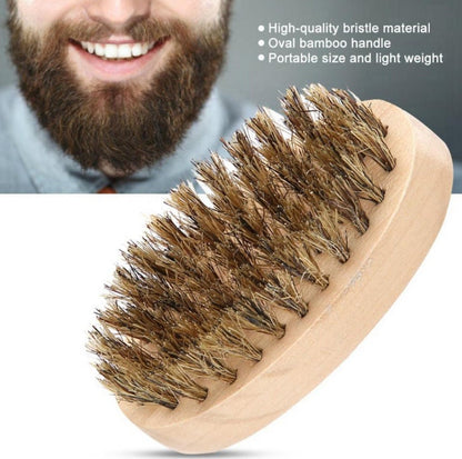 Customzie Your Logo-MINI Handmade Boar Bristle Brushes For Men Beard Care Makeup Tool Grooming