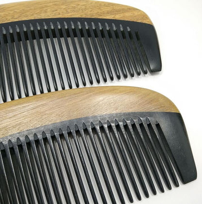 Engrave Logo-Greensandalwood+Ox Horn Combs For Men Beard care comb Women Hair comb beard brush hair brush