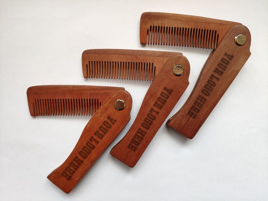 Customize Logo-Redsandalwood Comb Folding Pocket Size Comb Beard Care comb hair brush beard brush