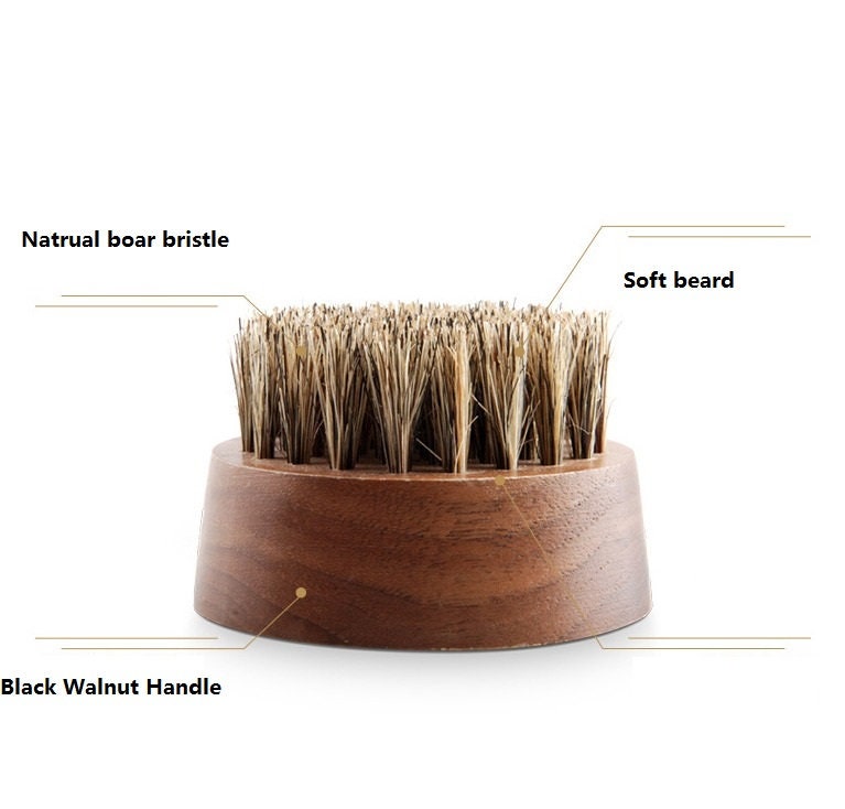 Customize Your Logo-Black Walnut Wood Handle Boar Bristle Brush For Men Beard Care Brush Makeup Grooming Tool Beard comb