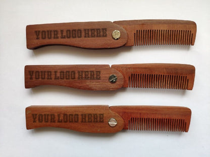 Customize Logo-Redsandalwood Comb Folding Pocket Size Comb Beard Care comb hair brush beard brush