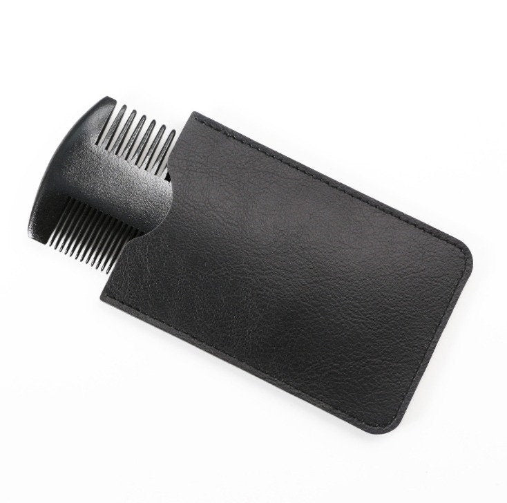 Engrave logo-Black Peach Wooden Comb Wide/Fine Tooth Comb For Men Beard/Hair Gifts with Pu case