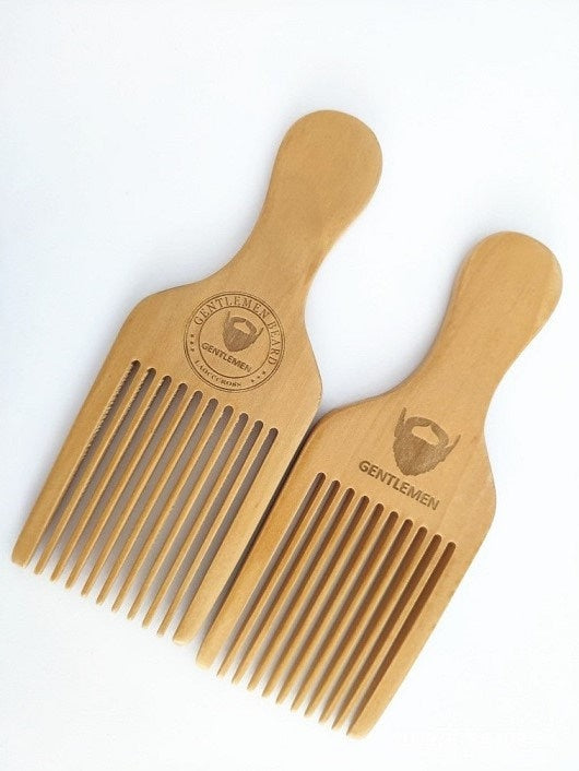 Customize Logo-Peach Wooden Comb Wide Tooth Beard Care Comb Fork Combs Pick comb Afro hair brush