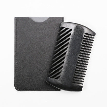 Engrave logo-Black Peach Wooden Comb Wide/Fine Tooth Comb For Men Beard/Hair Gifts with Pu case