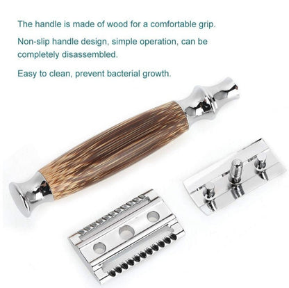 High Quality Handmade Bamboo Wood Handle Razor Old Style Metel Razor Men Beard Shaving Tools