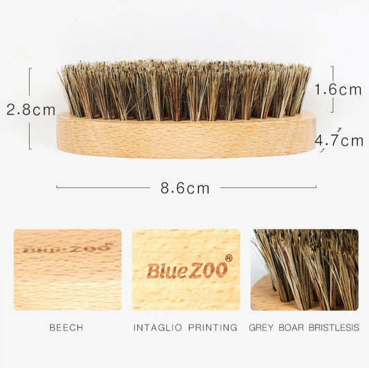 Customzie Your Logo-MINI Handmade Boar Bristle Brushes For Men Beard Care Makeup Tool Grooming Beard Brush