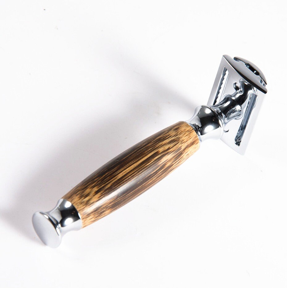 High Quality Handmade Bamboo Wood Handle Razor Old Style Metel Razor Men Beard Shaving Tools