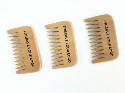 Customize Logo-Peach Wood Comb Wide Tooth Beard Care Comb For Hair/Beard Care