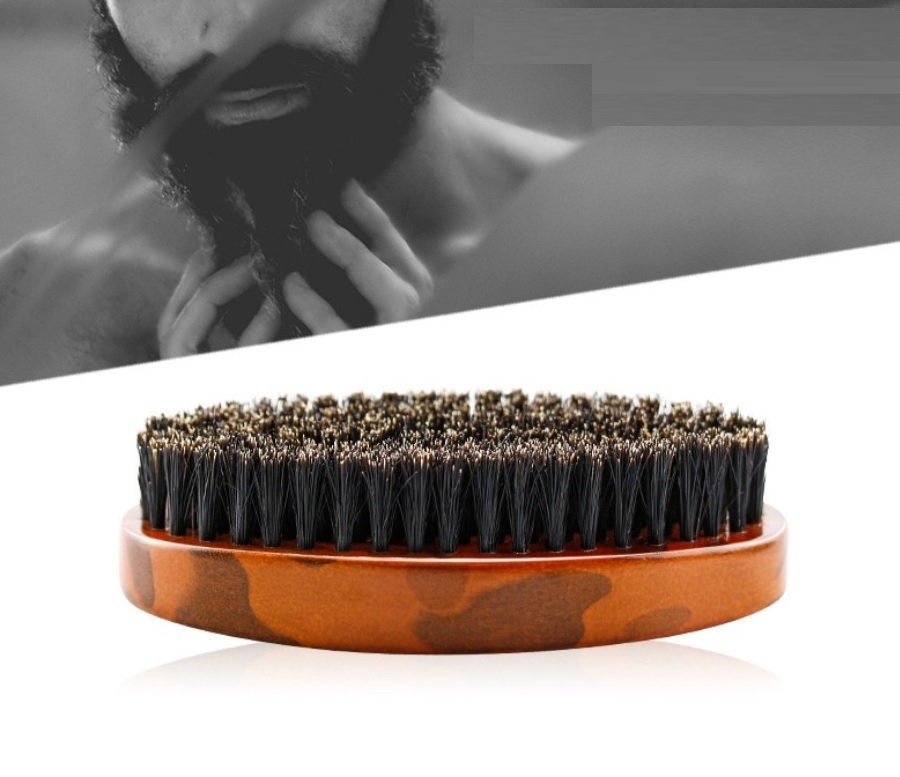 Customize Your Logo-Camouflage Boar Bristle Brush For Men Beard Care Makeup Grooming Engrave Logo