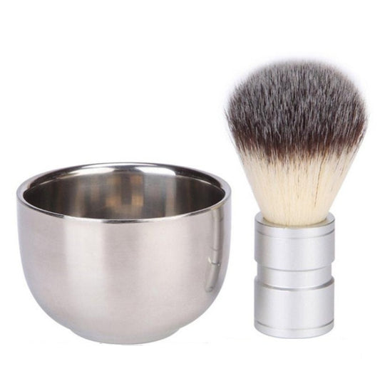 Handmade Metal Handle Shaving Brush Shaving Bowl Nylon Bristle For Men Beard Grooming Tool Makeup Set