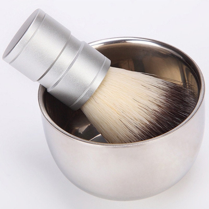 Handmade Metal Handle Shaving Brush Shaving Bowl Nylon Bristle For Men Beard Grooming Tool Makeup Set