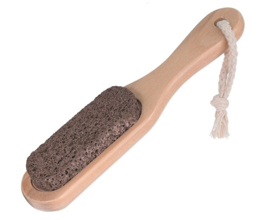 Engrave Your Logo-20pcs Wood Handle Foot Brush With Volcanic Stone Clean Foot  exfoliate dead gray dead skin