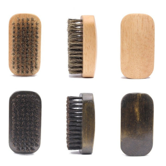 Engrave your logo- Men Wood handle boar bristle beard brush small square brush beard care comb hair brush