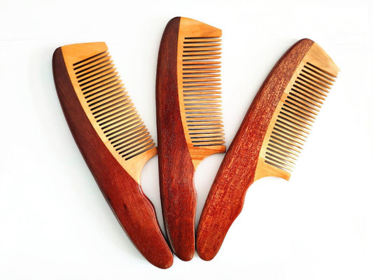 Engrave Logo-Red Wood Comb Beard Comb With Handle Comb Hair Brush Massage Comb