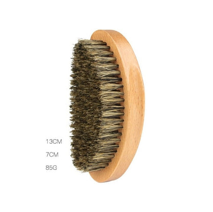 High Quality-Engrave logo-Beech Wood handle boar bristle beard brush Curve brush Great Bend handle brush hair brush