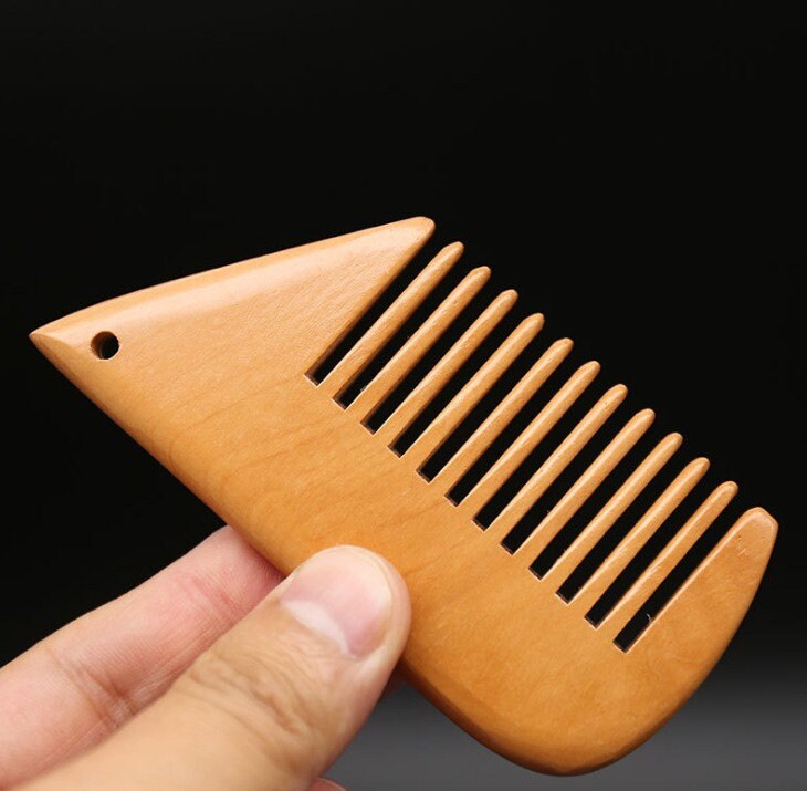 Customize Logo-New Kind Peach Wood Comb Comb Chain Beard Care Comb Pocket Size Wholesale