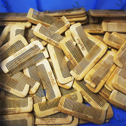 Customize Logo-Mini Bamboo Wood Comb Tooth Beard Care Comb Pocket Size 10x3cm