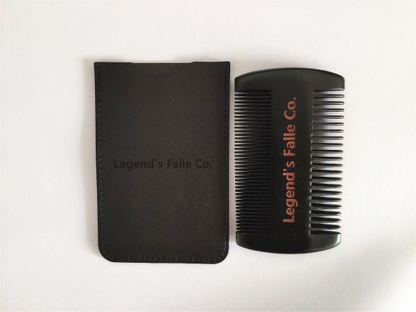 Engrave logo-Black Peach Wooden Comb Wide/Fine Tooth Comb For Men Beard/Hair Gifts with Pu case