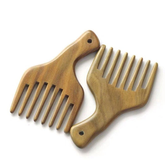 Customized-Greensandal Wood Wide Tooth Comb Picks Comb  Fork Comb For Men Hair/Beard Care Grooming Comb Hair Brush