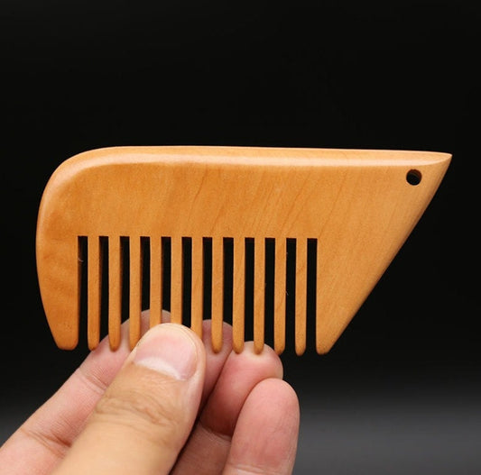 Customize Logo-New Kind Peach Wood Comb Comb Chain Beard Care Comb Pocket Size Wholesale