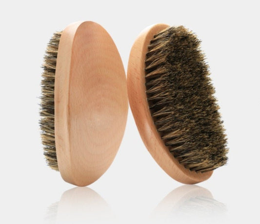 High Quality-Engrave logo-Beech Wood handle boar bristle beard brush Curve brush Great Bend handle brush hair brush