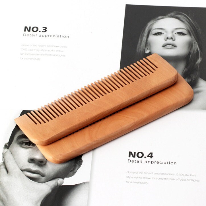 Customize Logo-Mini Peach Wood Comb Beard Care Comb Pocket Size 13x4cm