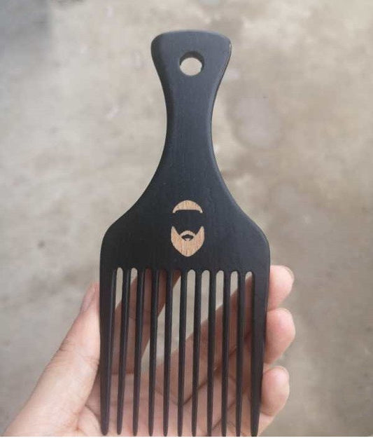 Customize Logo-Black Beech Wooden Comb Wide Tooth Beard Care Comb Fork Comb Afro Comb Pick comb hair brush