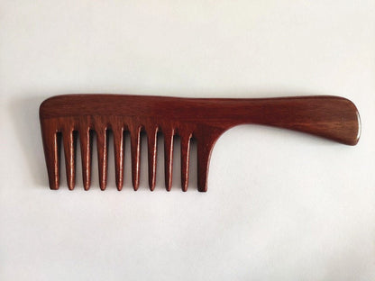 Handmade Redsandal Wood Comb Wide Tooth Comb With Handle For Hair/Beard Makeup Engrave Logo