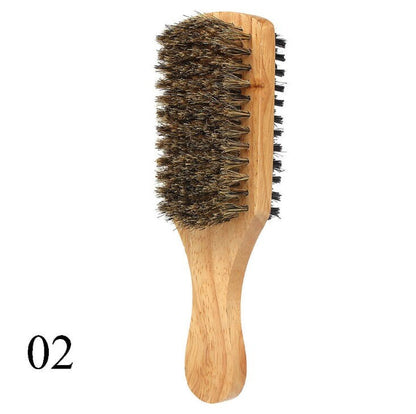 Customize Logo-Double Sides Design Solid wood Handle Boar Bristle Brush For Men Beard Care Makeup Grooming