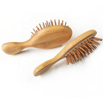 Customize Logo-Mini Bamboo wood Brush For Hair/Beard Beard Care Comb Beard Brush Airbag brush