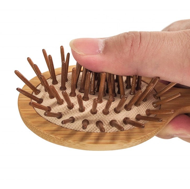 Customize Logo-Mini Bamboo wood Brush For Hair/Beard Beard Care Comb Beard Brush Airbag brush